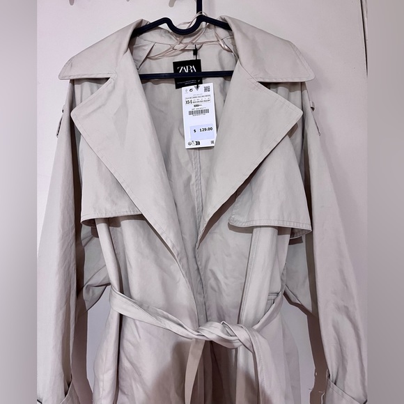 Zara Waxed Cotton Duffel Coat XS Sand 4391/870 Tag Included - Picture 3 of 9